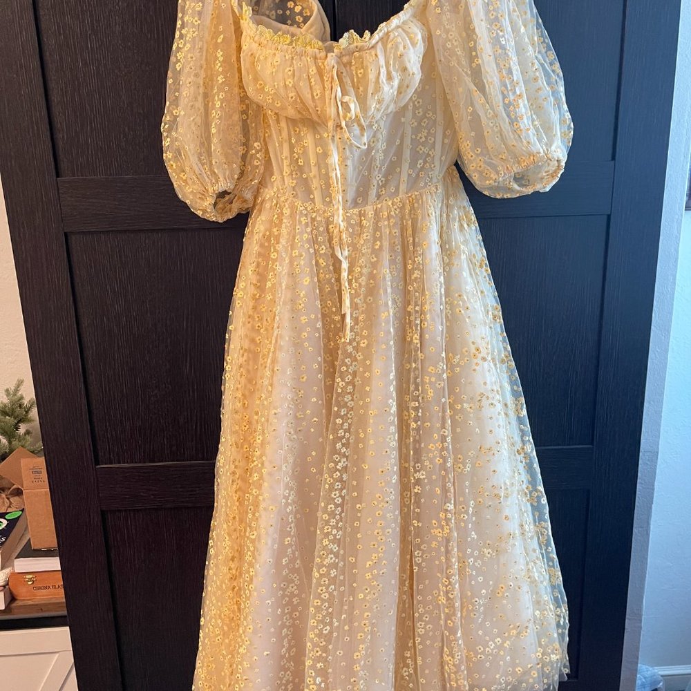 Teuta Matoshi Pale Yellow Midi Dress - Picture 4 of 6